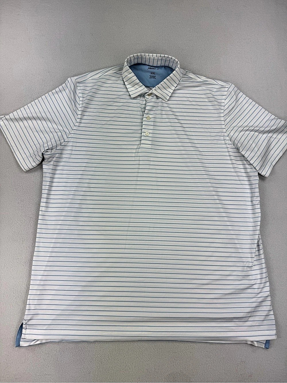 Johnnie O Mens Performance Golf Polo Short Sleeve White Blue Striped Men Sz XXL